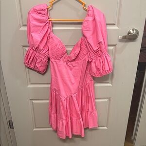 Anthropologie Pink Puff Sleeve Mini Dress